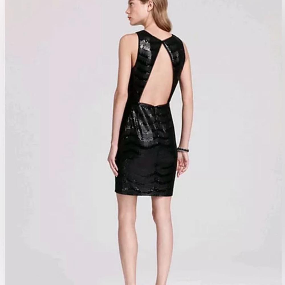 BCBG Max Azaria Black Sequin Party Holiday Dress Sz 6 - Picture 2 of 7
